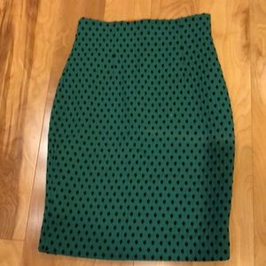 H&M designer sample green polka dot pencil skirt